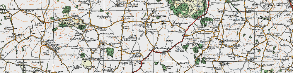 Old map of Tan Office Green in 1921