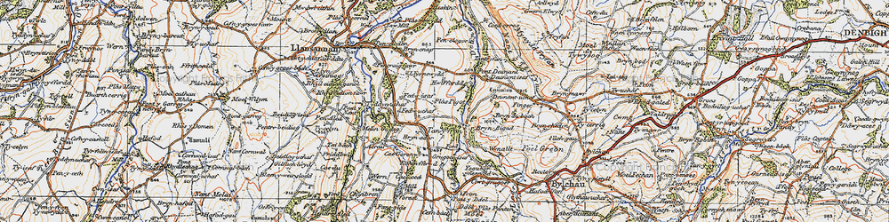 Old map of Bryn Bigad in 1922