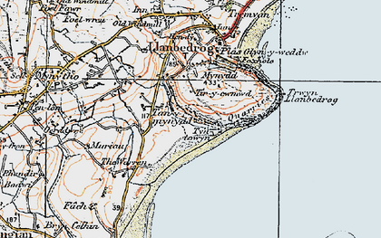 Old map of Trwyn Llanbedrog in 1922