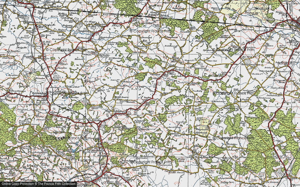Old Map of Historic Map covering Buckhall in 1921