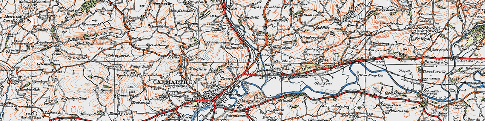 Old map of Tanerdy in 1923