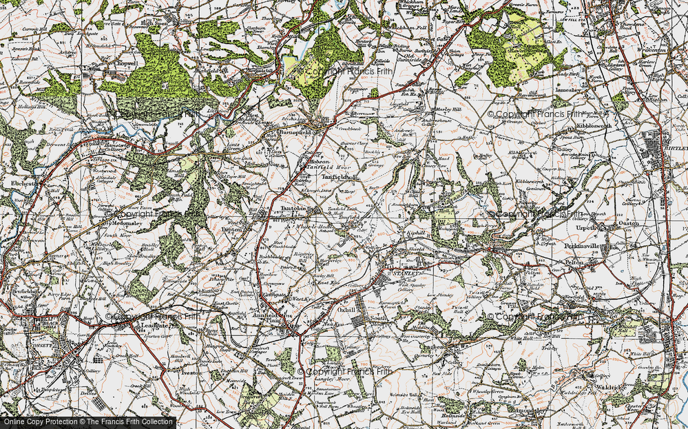 Old Map of Historic Map covering East Tanfield in 1925