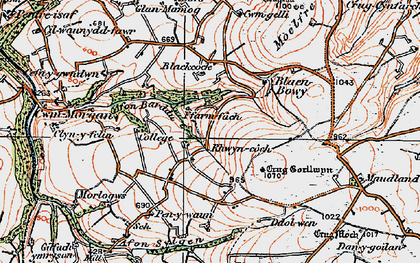 Old map of Afon Barddu in 1923