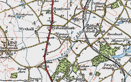 Old map of Tanner's Green in 1921