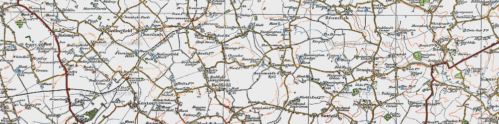 Old map of Braiseworth Hall in 1921