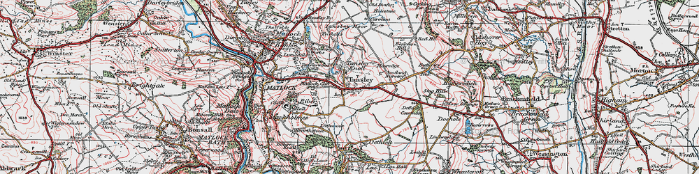 Old map of Tansley in 1923