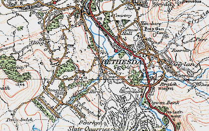 Old map of Bryn Derwent in 1922