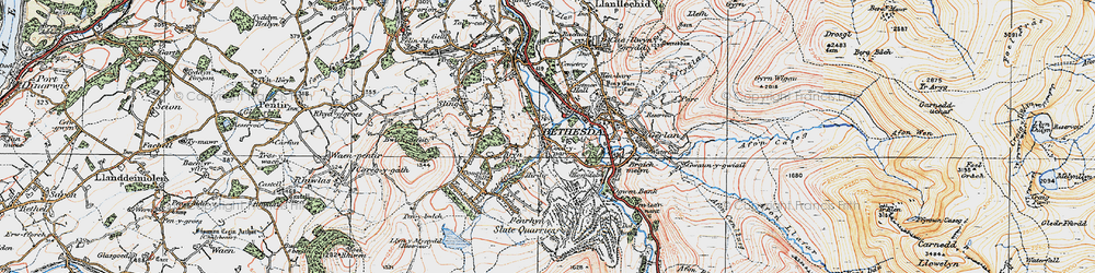 Old map of Bryn Derwent in 1922