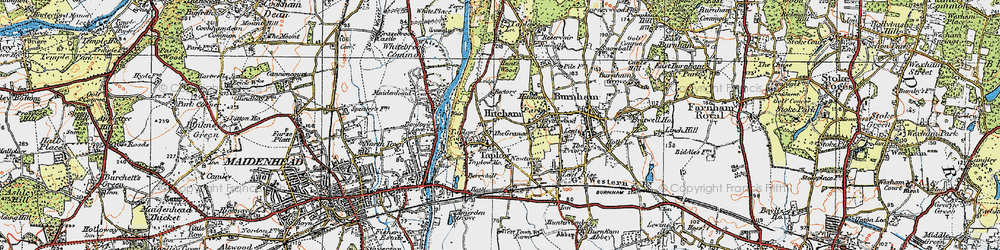 Old map of Taplow in 1920