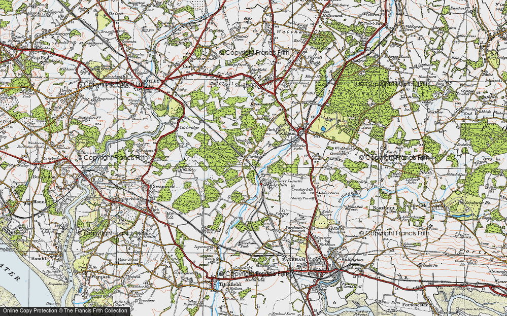 Old Map of Historic Map covering Botley Wood in 1919
