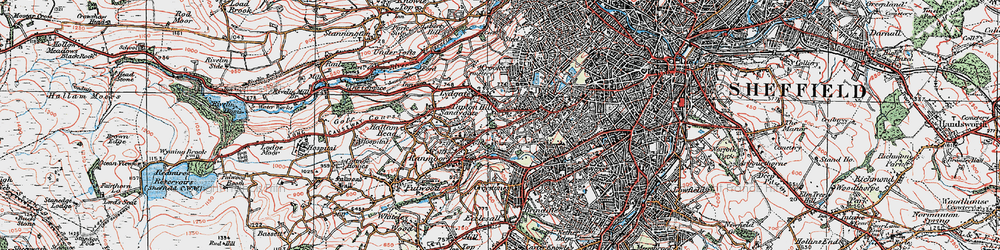 Old map of Tapton Hill in 1923