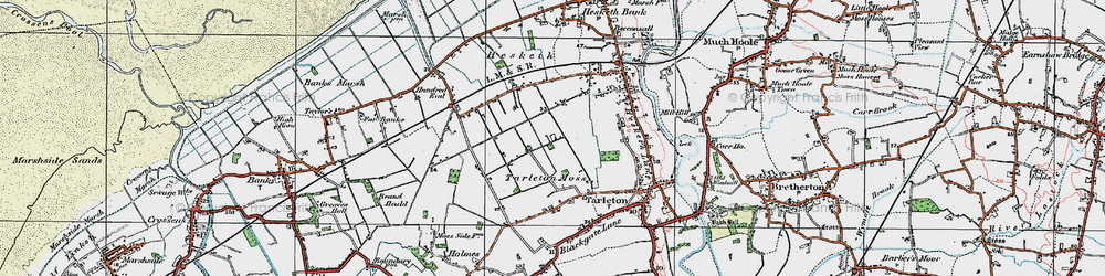 Old map of Tarleton Moss in 1924
