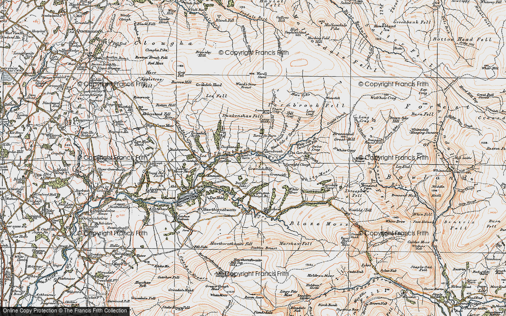 Old Map of Historic Map covering White Side of Tarnbrook Fell in 1924