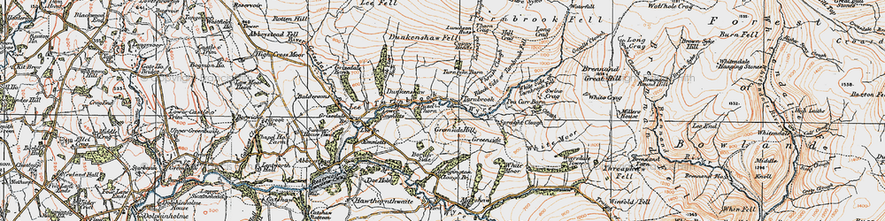 Old map of White Side of Tarnbrook Fell in 1924