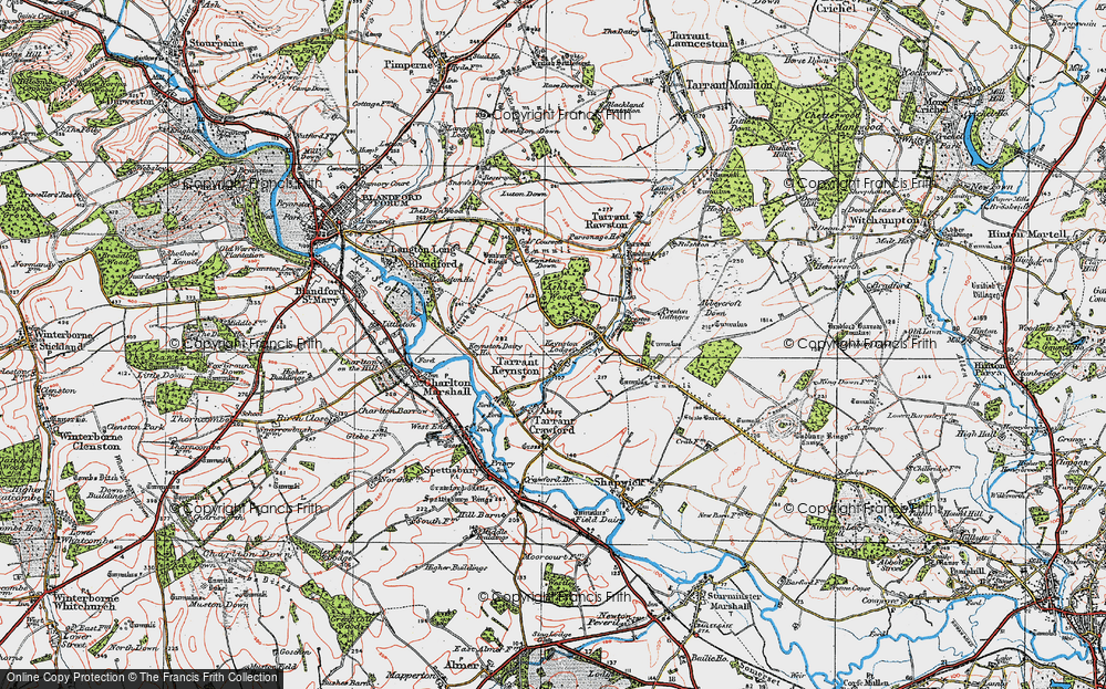 Old Map of Tarrant Keyneston, 1919 in 1919