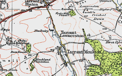 Old map of Launceston Down in 1919