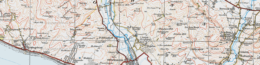 Old map of Tarring Neville in 1920