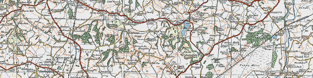 Old map of Hampton Wood in 1921