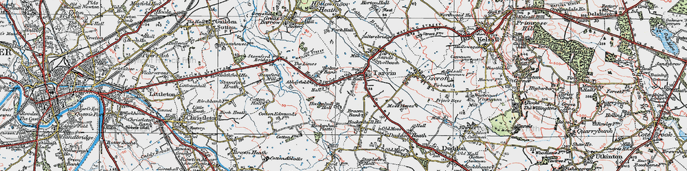Old map of Tarvin in 1924