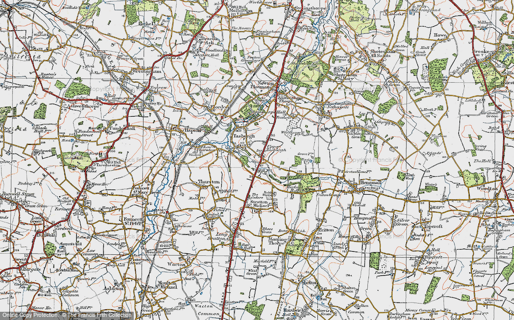 Old Map of Tasburgh, 1922 in 1922