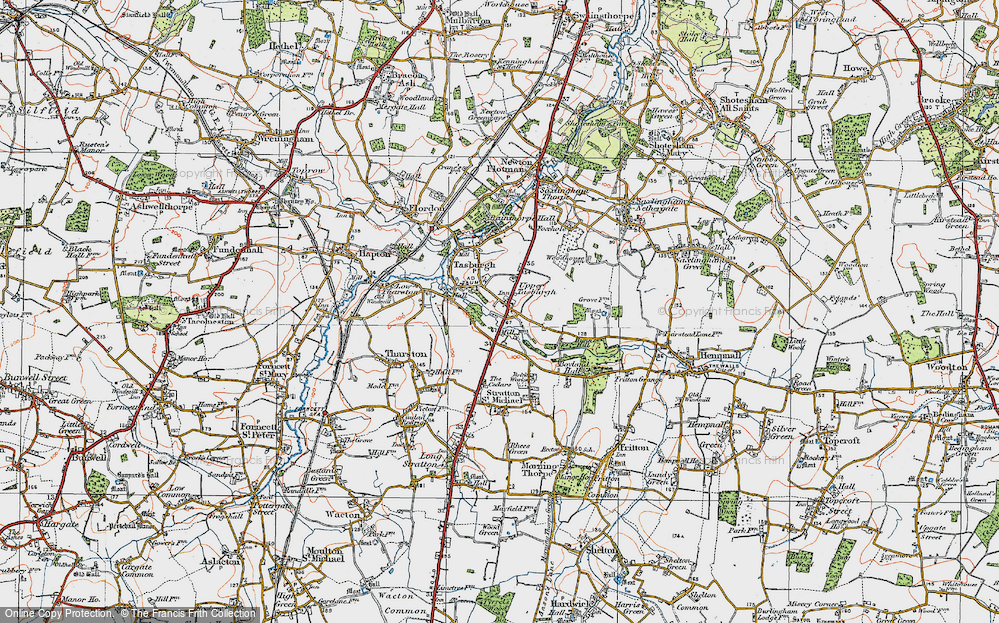 Old Map of Historic Map covering Bunn's Hill in 1922