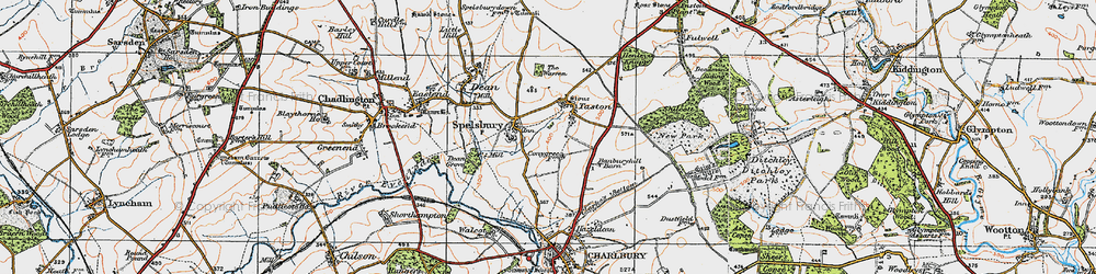 Old map of Taston in 1919