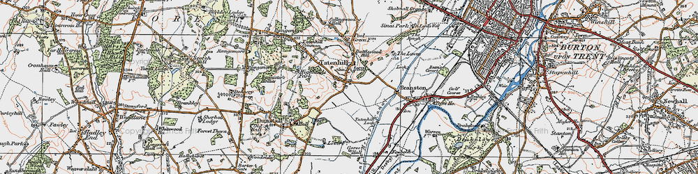 Old map of Tatenhill in 1921