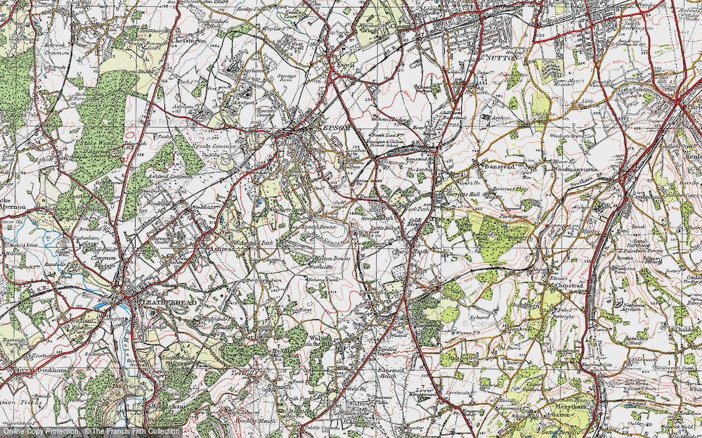 Old Map of Tattenham Corner, 1920 in 1920