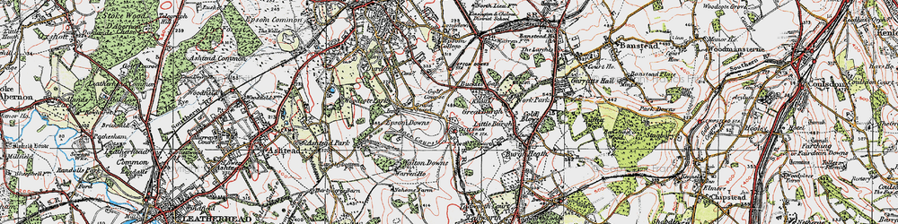 Old map of Tattenham Corner in 1920