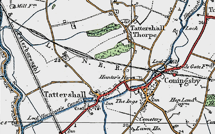 Old map of Tattershall in 1923