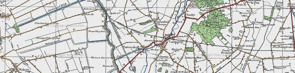 Old map of Tattershall in 1923
