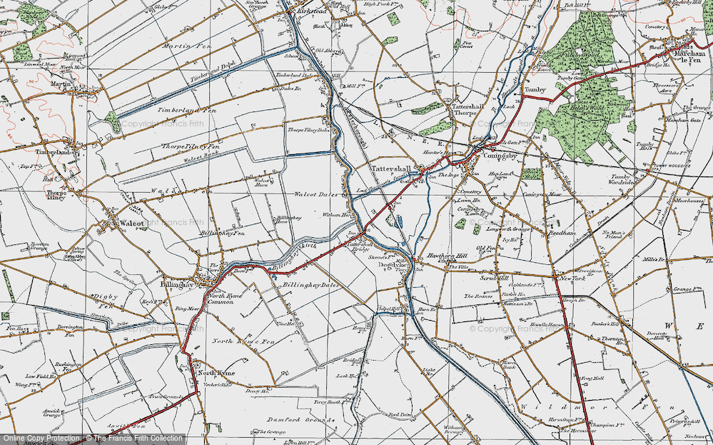 Old Map of Historic Map covering Billinghay Skirth in 1923