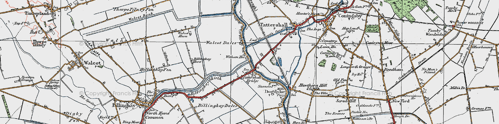 Old map of Thorpe Tilney Dales in 1923
