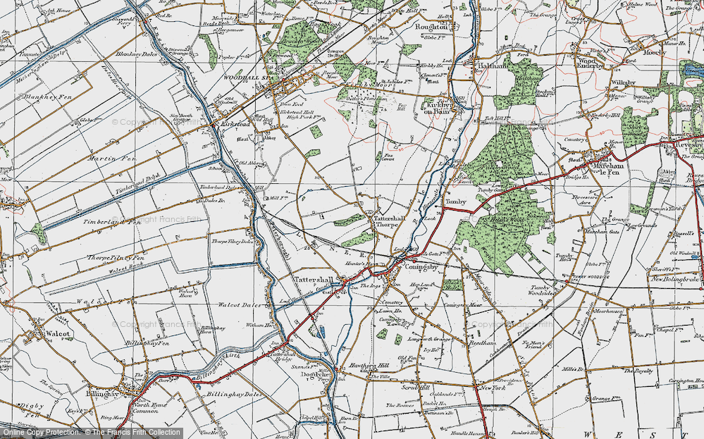 Old Map of Tattershall Thorpe, 1923 in 1923