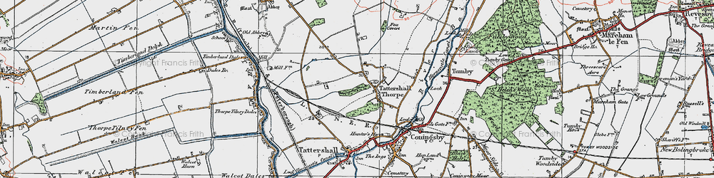 Old map of Tattershall Thorpe in 1923