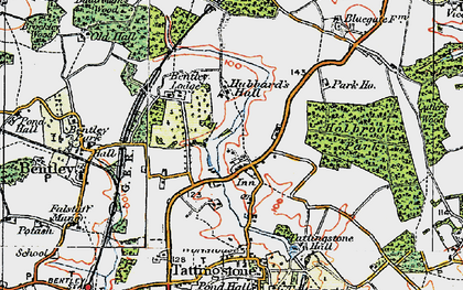 Old map of Tattingstone White Horse in 1921