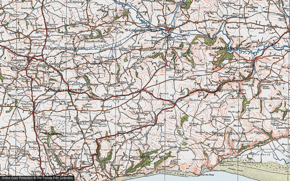 Old Map of Tavernspite, 1922 in 1922