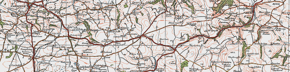 Old map of Tavernspite in 1922