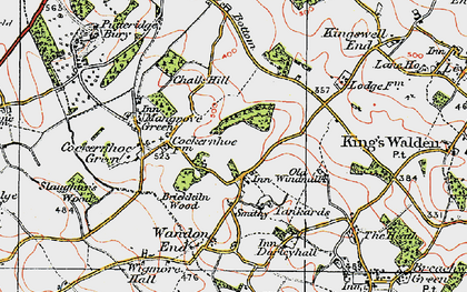Old map of Tea Green in 1920