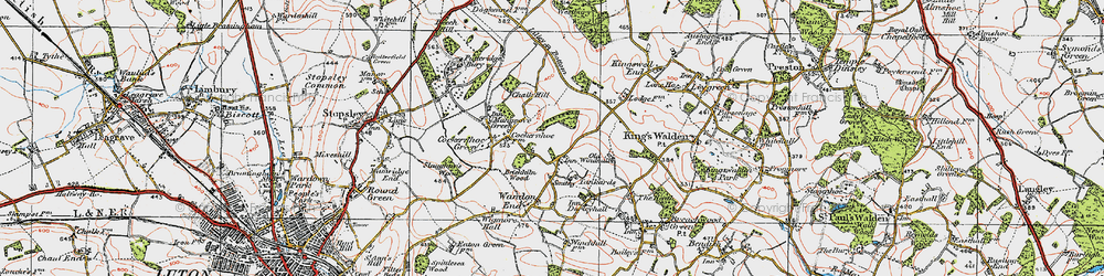 Old map of Tea Green in 1920
