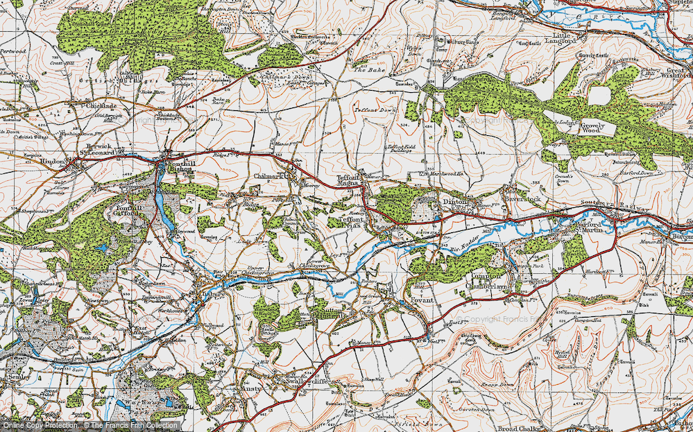 Old Map of Historic Map covering Wick Ball Camp in 1919