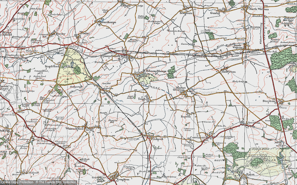 Old Map of Teigh, 1921 in 1921