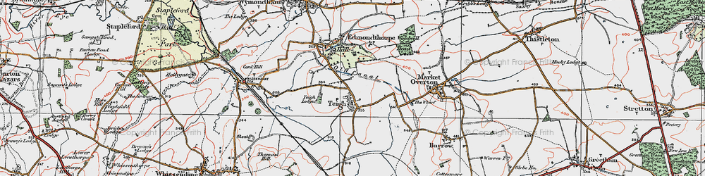 Old map of Teigh in 1921