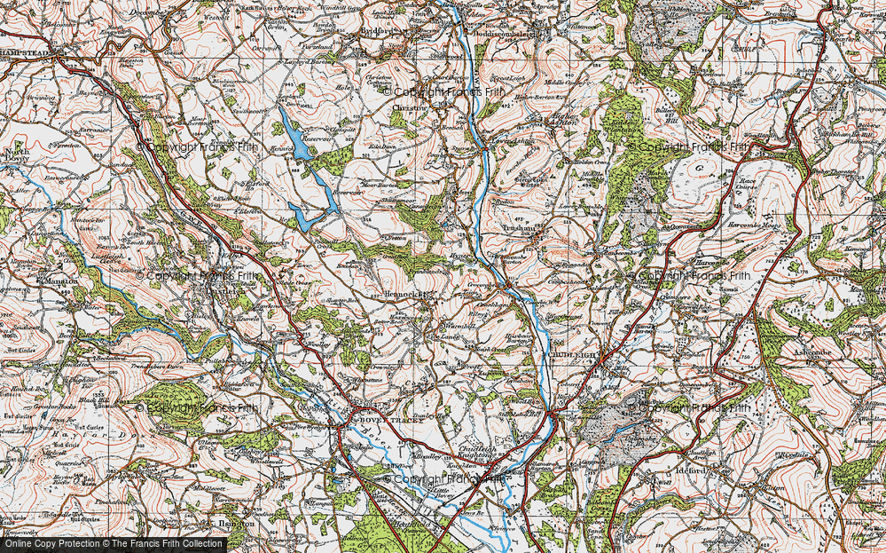 Old Map of Teign Village, 1919 in 1919