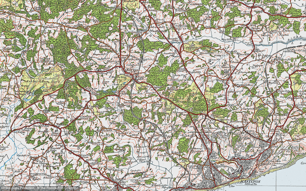 Old Map of Telham, 1921 in 1921