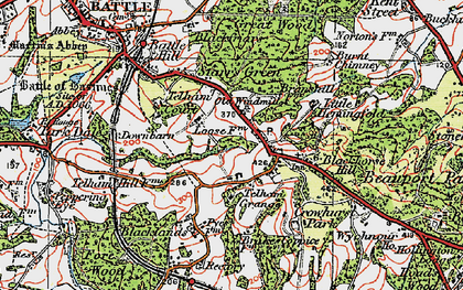Old map of Telham in 1921