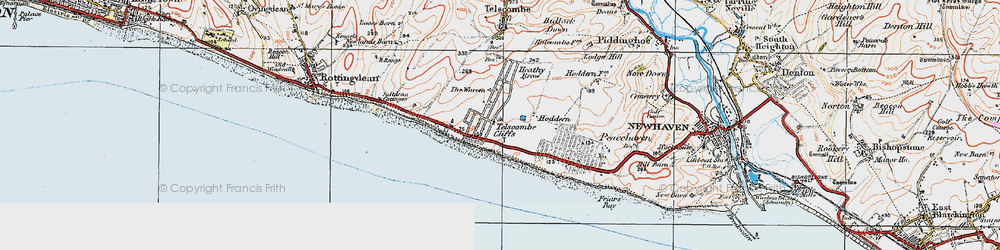 Old map of Telscombe Cliffs in 1920