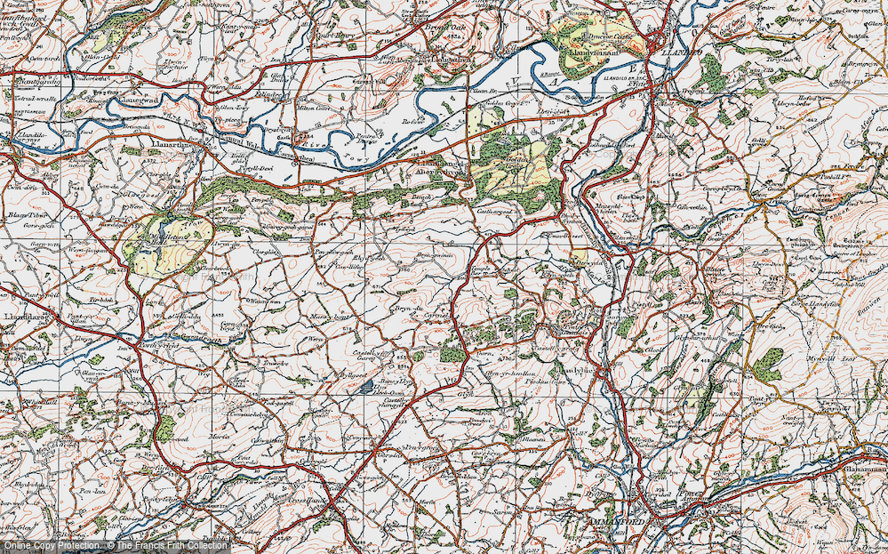 Old Map of Historic Map covering Bryngwynne Uchaf in 1923