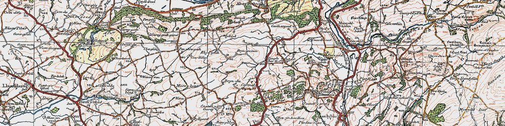 Old map of Bryngwynne Uchaf in 1923