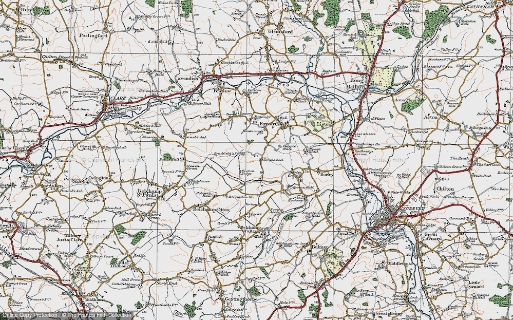 Old Map of Historic Map covering Bevingdon Ho in 1921